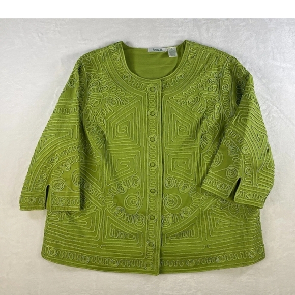Joni B Jacket Womens 1X Embroidered Kelly Green Maximalist Intricate Art… - Picture 1 of 12